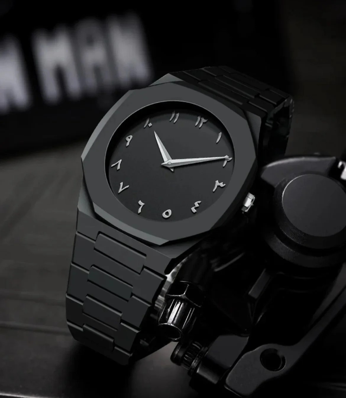 Black Arabic Aura Watch Men Women Luxury Dial